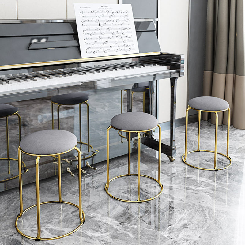 Glam Standard Ottoman Fade Resistant Velvet Mental Leg Solid Color Round Ottoman