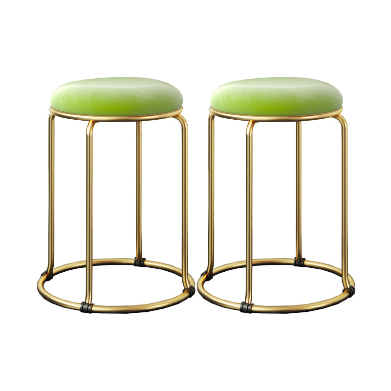 Glam Standard Ottoman Fade Resistant Velvet Mental Leg Solid Color Round Ottoman