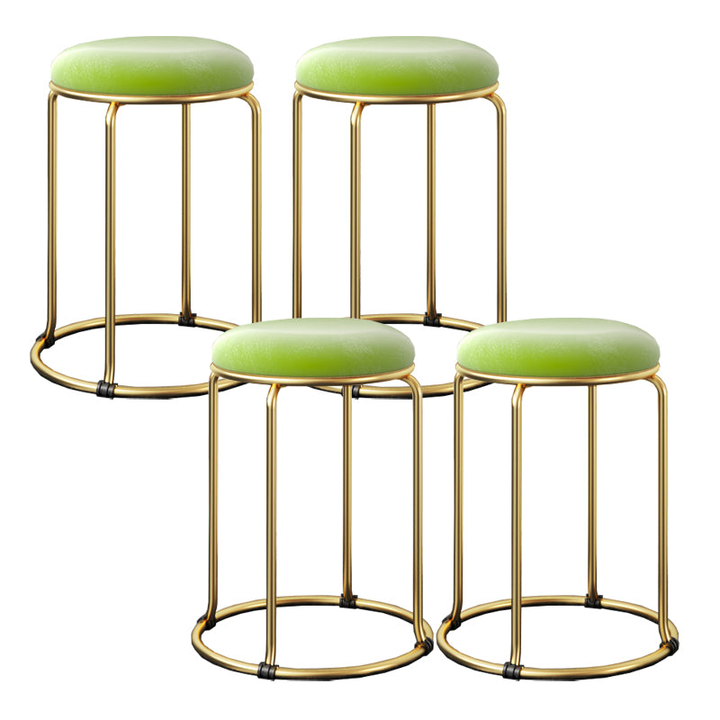 Glam Standard Ottoman Fade Resistant Velvet Mental Leg Solid Color Round Ottoman