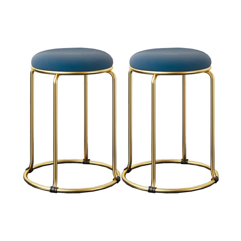 Glam Standard Ottoman Fade Resistant Velvet Mental Leg Solid Color Round Ottoman