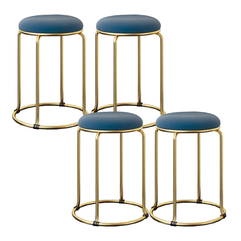 Glam Standard Ottoman Fade Resistant Velvet Mental Leg Solid Color Round Ottoman