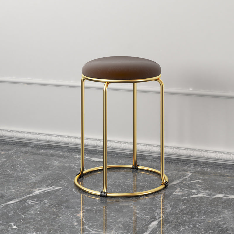 Glam Standard Ottoman Fade Resistant Velvet Mental Leg Solid Color Round Ottoman