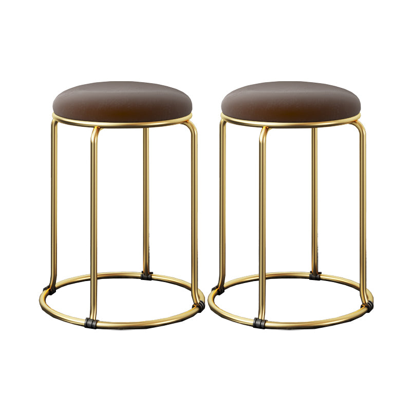 Glam Standard Ottoman Fade Resistant Velvet Mental Leg Solid Color Round Ottoman