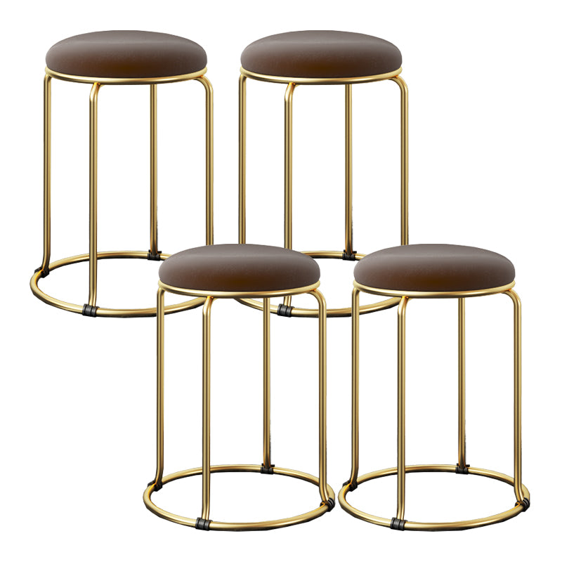 Glam Standard Ottoman Fade Resistant Velvet Mental Leg Solid Color Round Ottoman