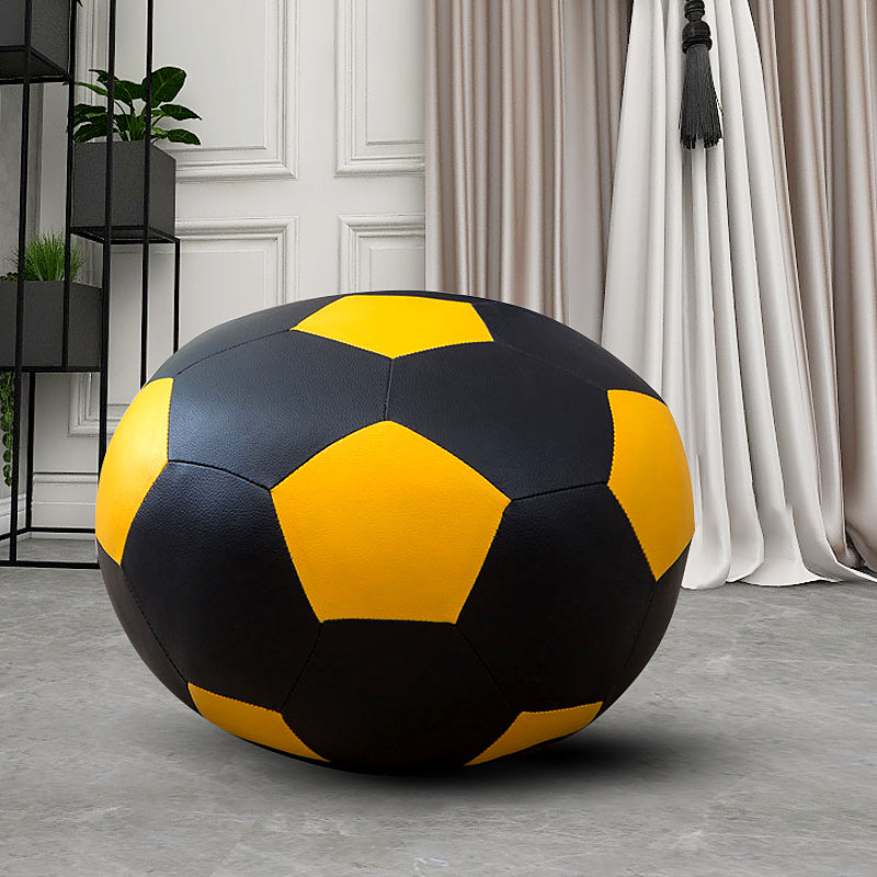 Geometric Print Ottoman Pouf Scratch Resistant Specialty Faux Leather Ottoman