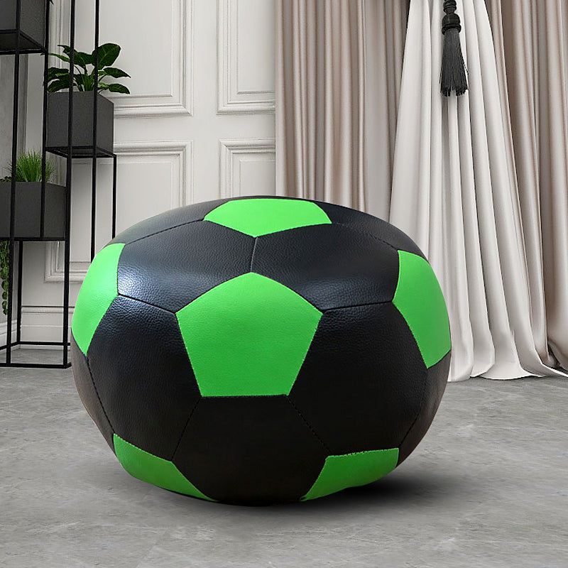Geometric Print Ottoman Pouf Scratch Resistant Specialty Faux Leather Ottoman