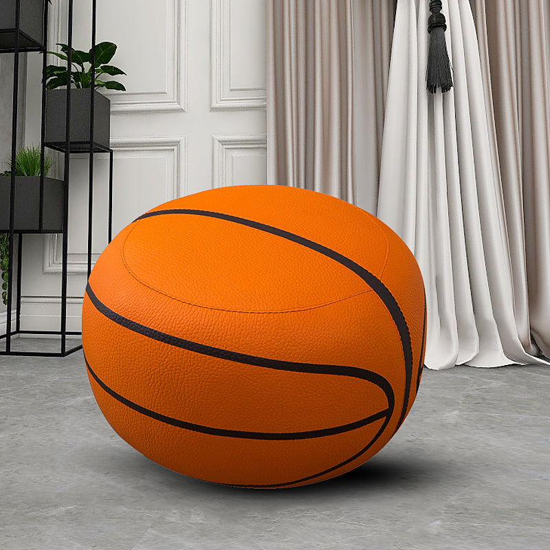 Geometric Print Ottoman Pouf Scratch Resistant Specialty Faux Leather Ottoman