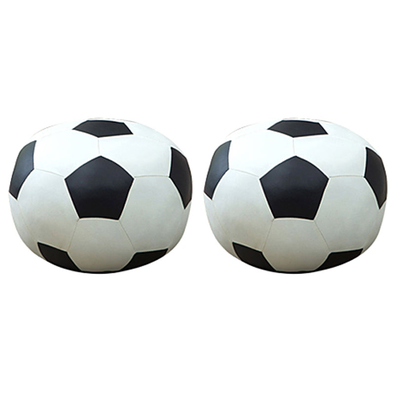 Geometric Print Ottoman Pouf Scratch Resistant Specialty Faux Leather Ottoman