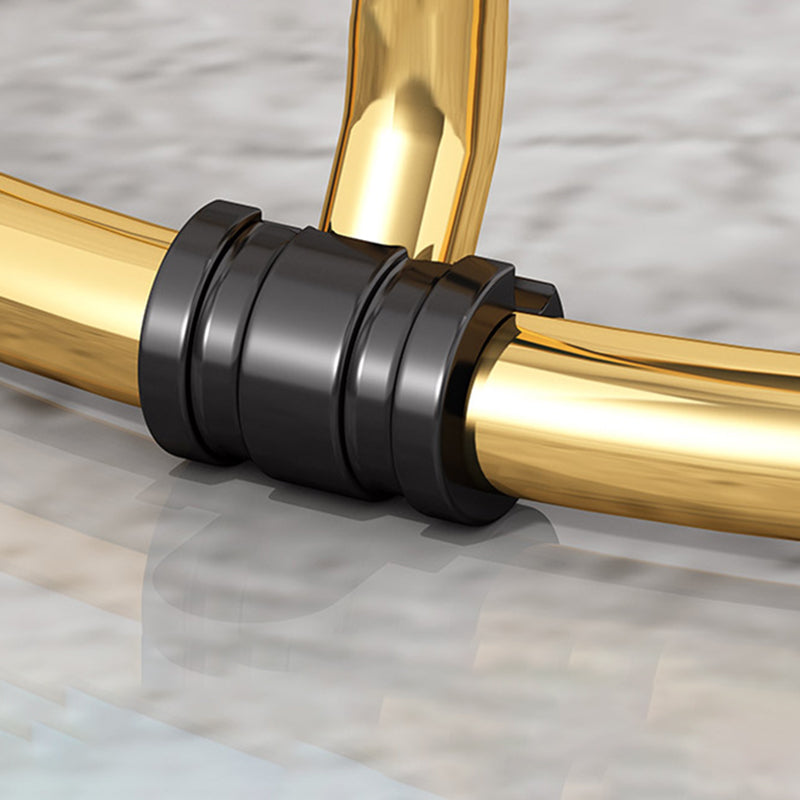 Contemporary Pouf Ottoman Fabric Upholstered Metal Frame Round Ottoman