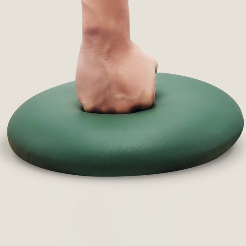 Contemporary Pouf Ottoman Fabric Upholstered Metal Frame Round Ottoman