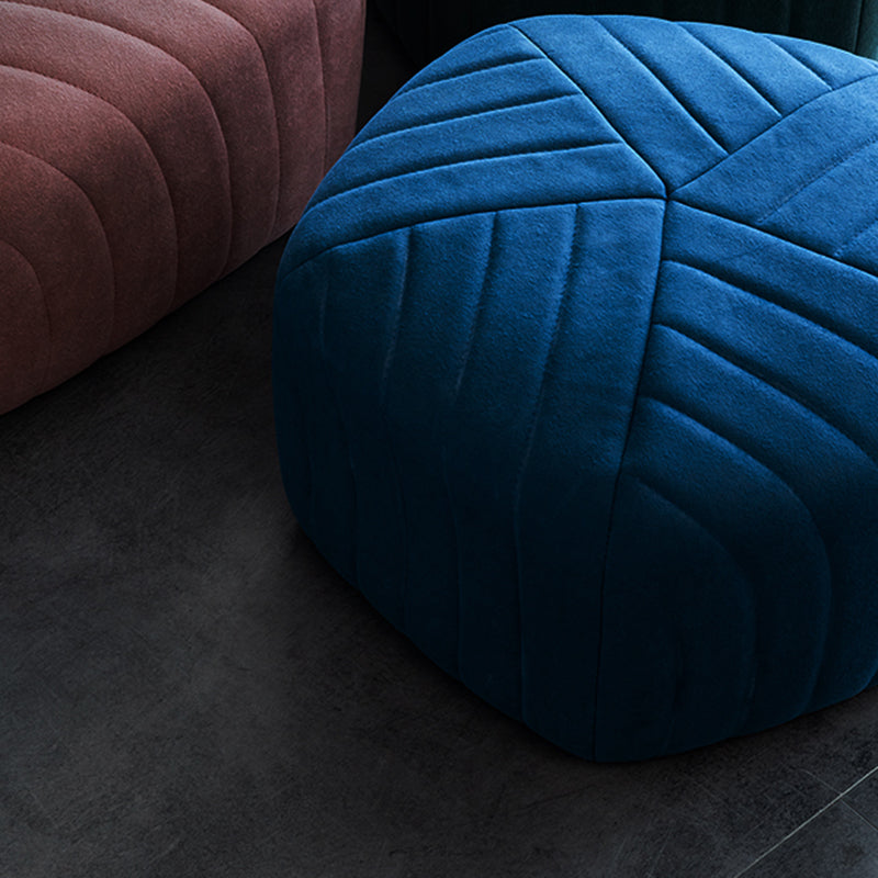 Contemporary Footstool Ottoman Suede Upholstered Solid Color Pentagon Ottoman