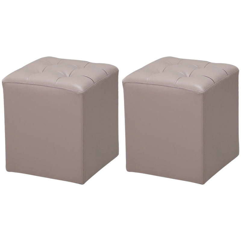 Genuine Leathe Ottoman Square Modern Water Resistant Tufted Cube Ottoman