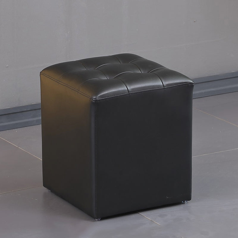 Genuine Leathe Ottoman Square Modern Water Resistant Tufted Cube Ottoman