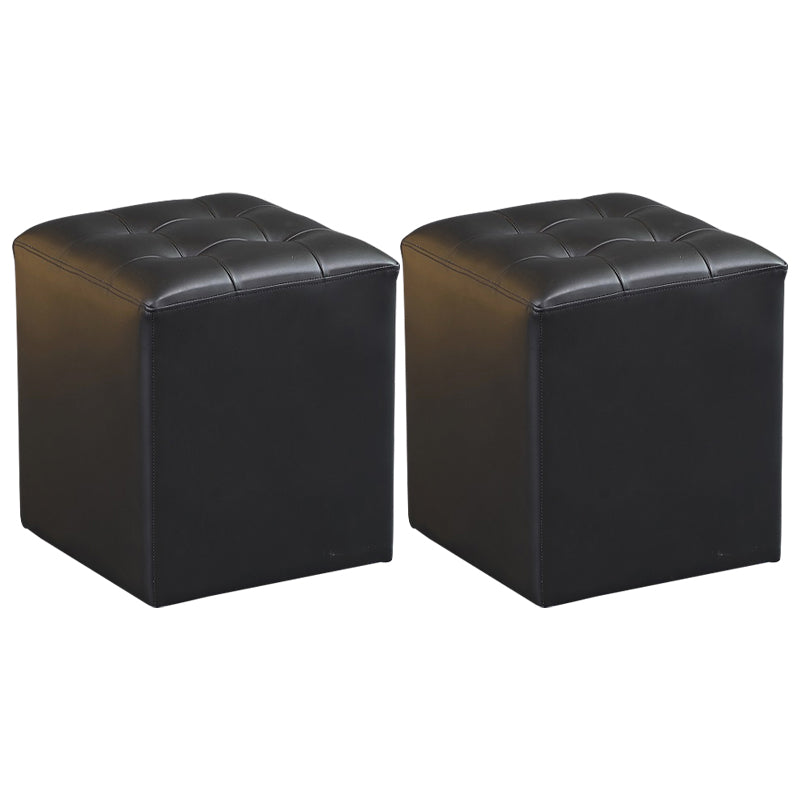 Genuine Leathe Ottoman Square Modern Water Resistant Tufted Cube Ottoman