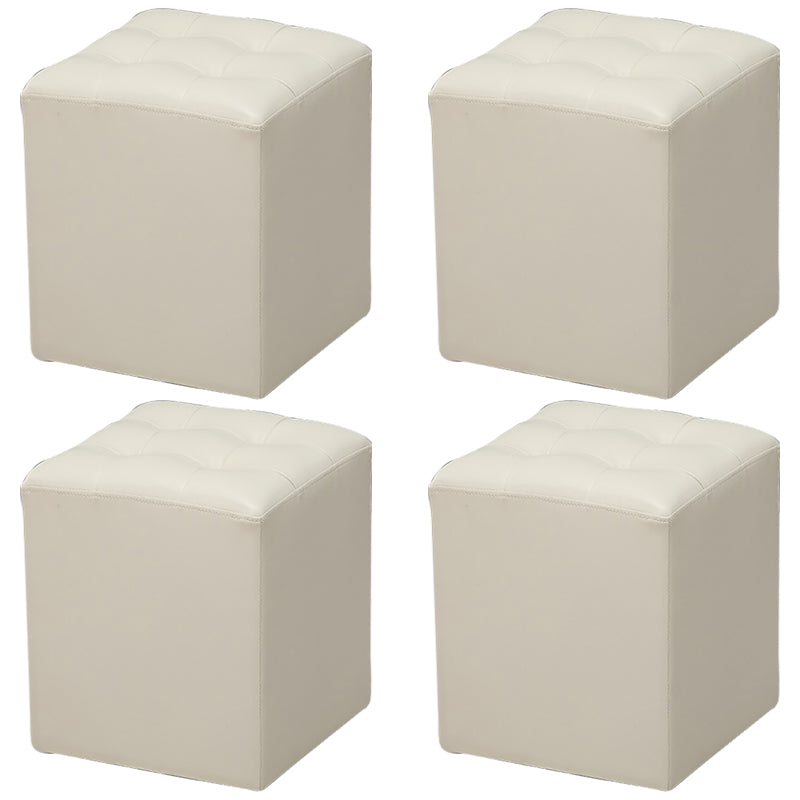 Genuine Leathe Ottoman Square Modern Water Resistant Tufted Cube Ottoman