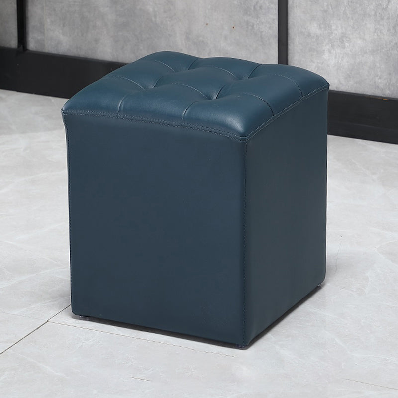 Genuine Leathe Ottoman Square Modern Water Resistant Tufted Cube Ottoman