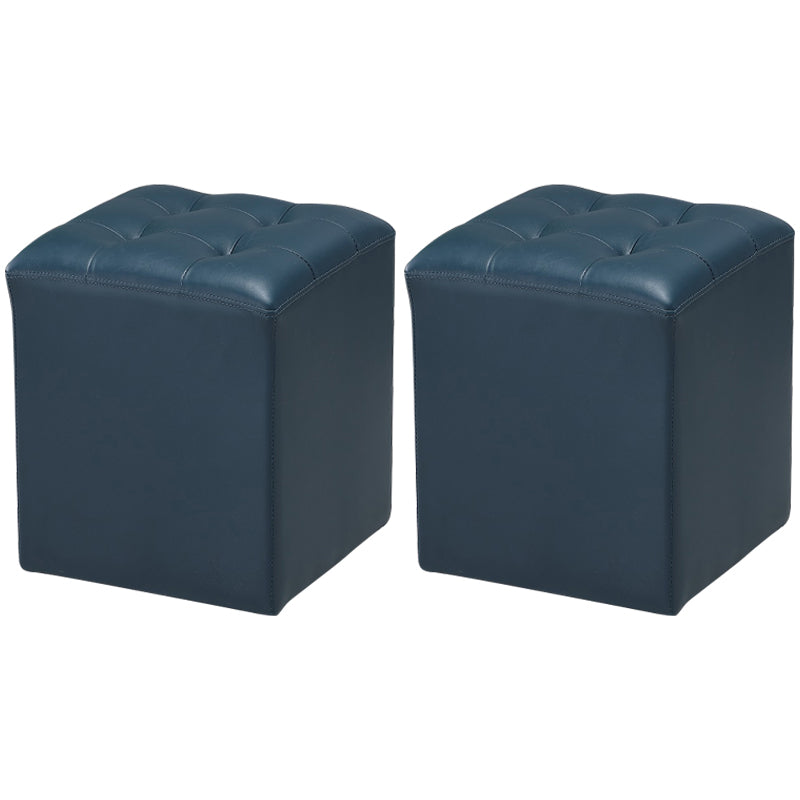 Genuine Leathe Ottoman Square Modern Water Resistant Tufted Cube Ottoman