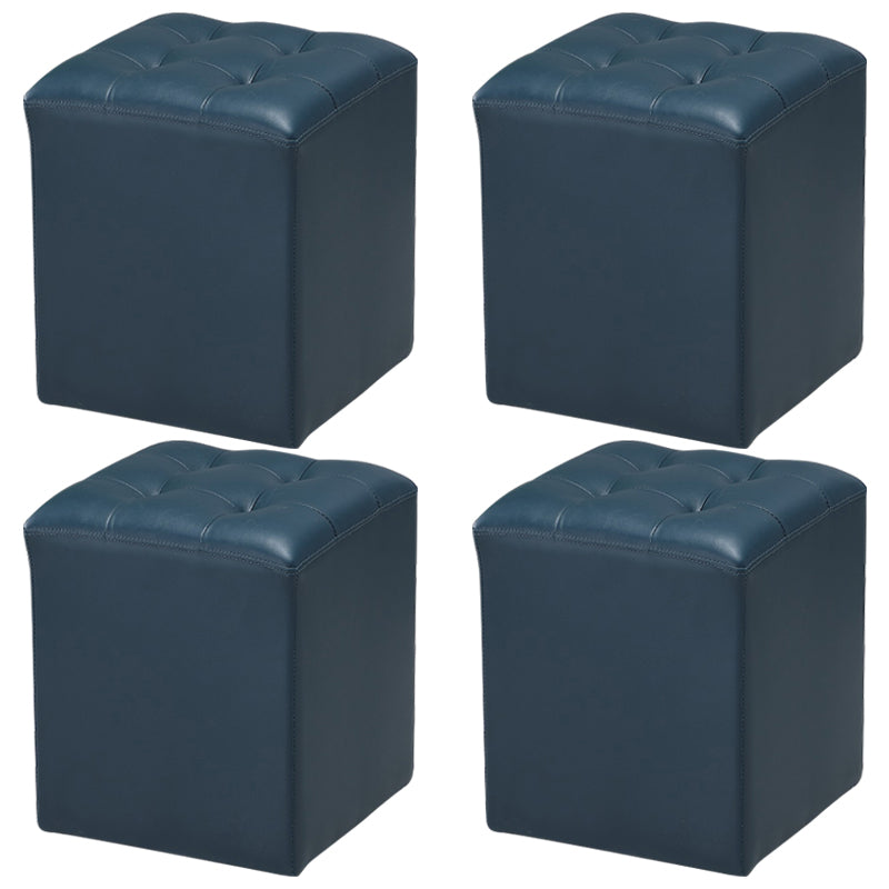 Genuine Leathe Ottoman Square Modern Water Resistant Tufted Cube Ottoman