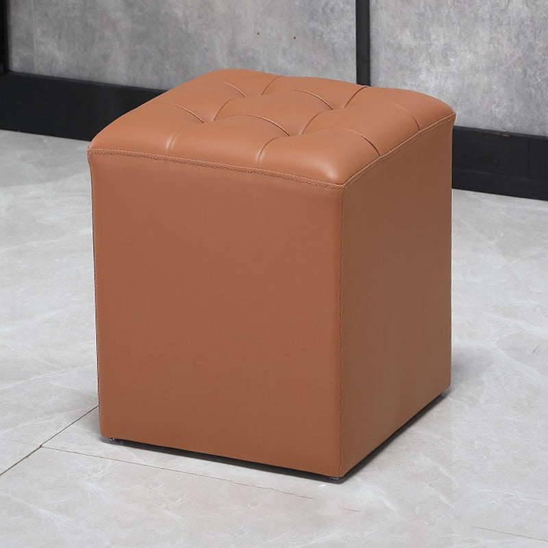 Genuine Leathe Ottoman Square Modern Water Resistant Tufted Cube Ottoman