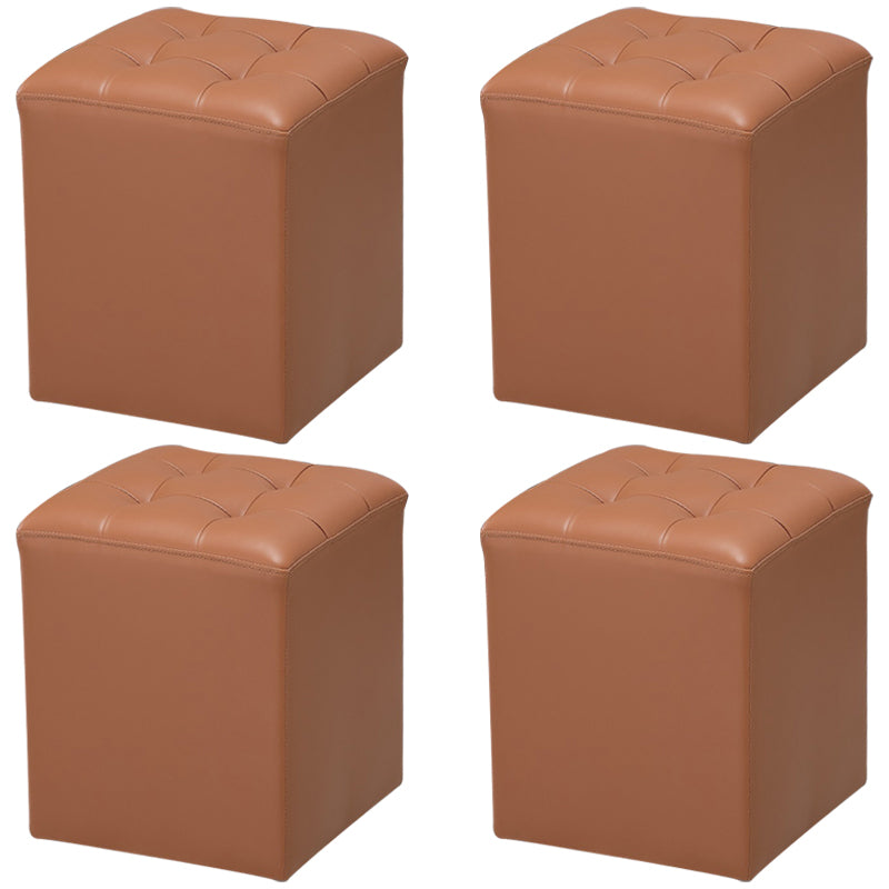 Genuine Leathe Ottoman Square Modern Water Resistant Tufted Cube Ottoman