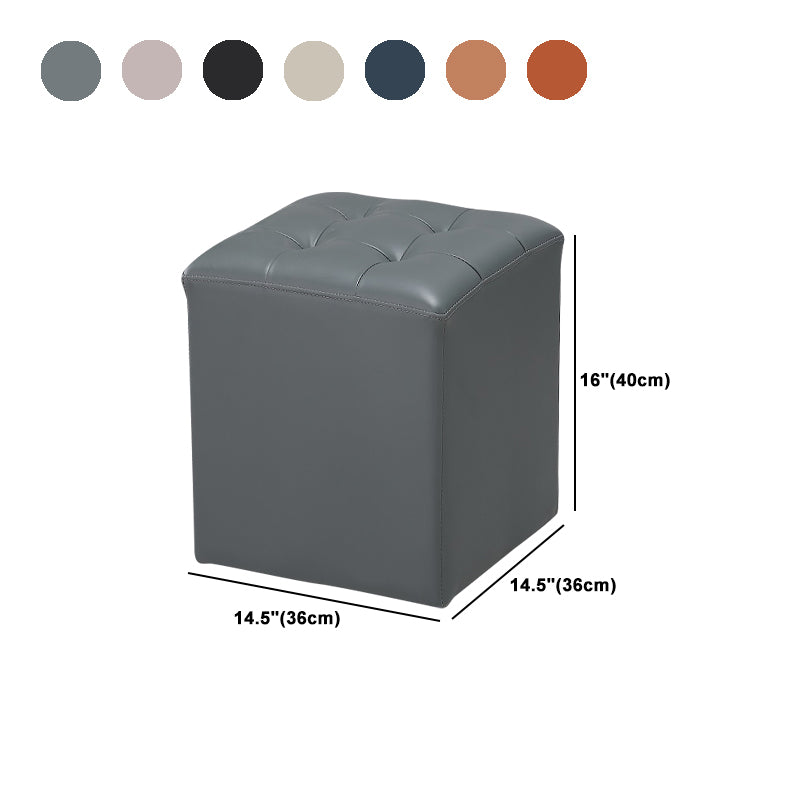 Genuine Leathe Ottoman Square Modern Water Resistant Tufted Cube Ottoman