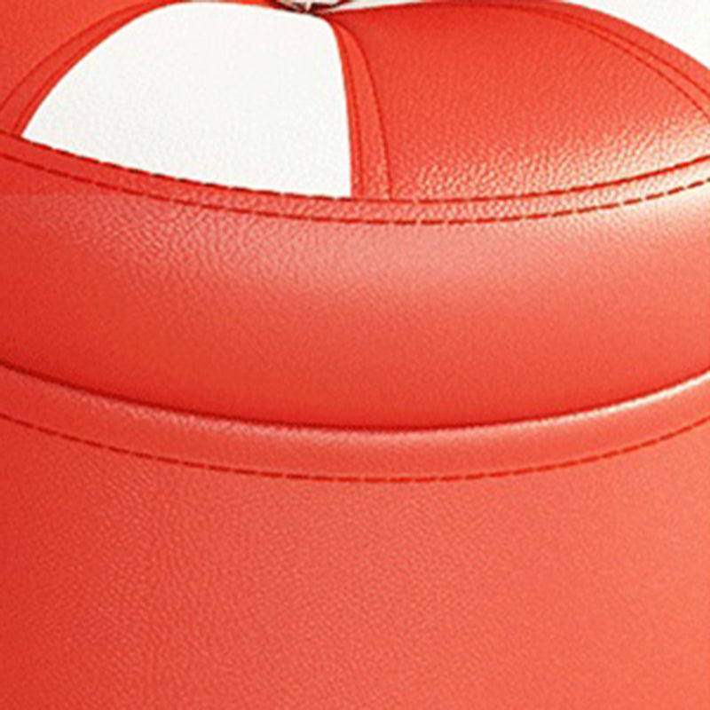 Minimalist Round Ottoman Contrast Panel Faux Leather Indoor Round Chair Ottoman