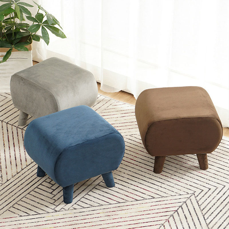 Stylish Indoor Velvet Ottoman Solid Color Stain Resistant Footstool Ottoman