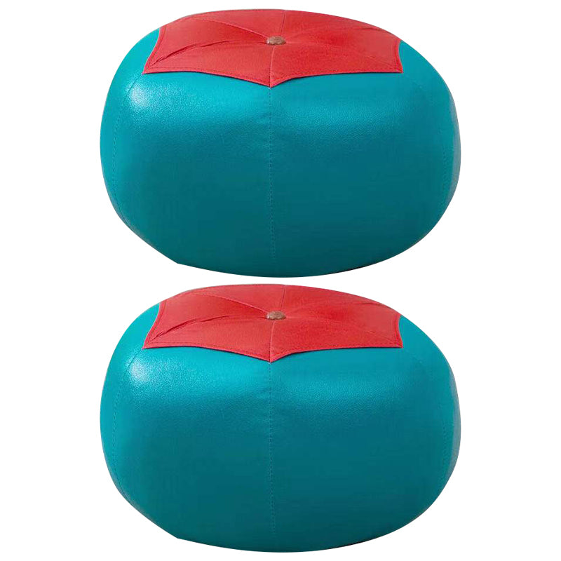 Water Resistant Standard Round Modern Red Leather Pouf for Living Room