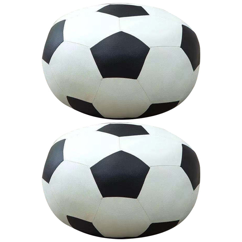 Water Resistant Standard Round Modern Red Leather Pouf for Living Room