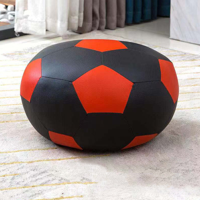 Water Resistant Standard Round Modern Red Leather Pouf for Living Room