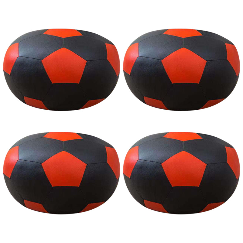 Water Resistant Standard Round Modern Red Leather Pouf for Living Room