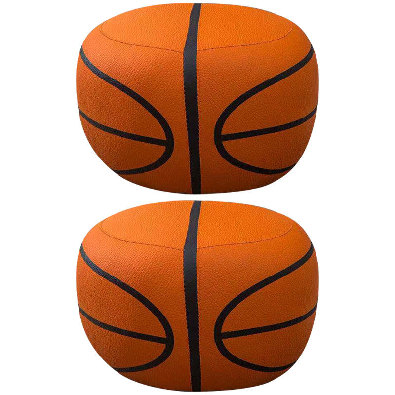 Water Resistant Standard Round Modern Red Leather Pouf for Living Room