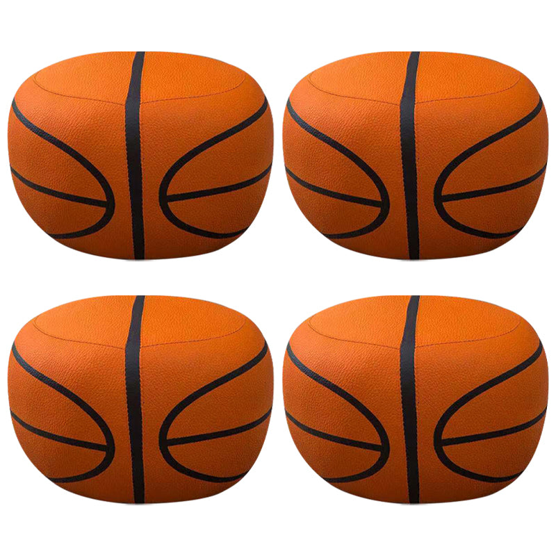 Water Resistant Standard Round Modern Red Leather Pouf for Living Room