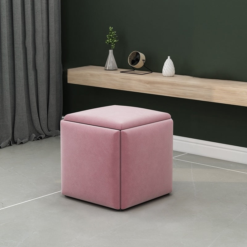 Modern Square Pouf Chair Plain Velvet with Storage Chair Ottoman
