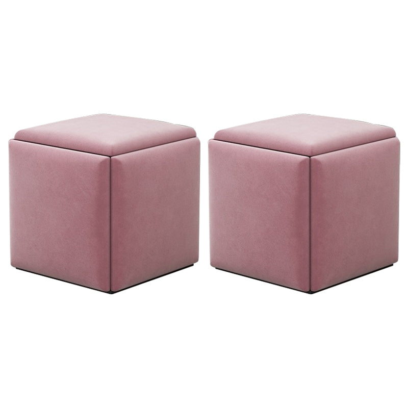 Modern Square Pouf Chair Plain Velvet with Storage Chair Ottoman