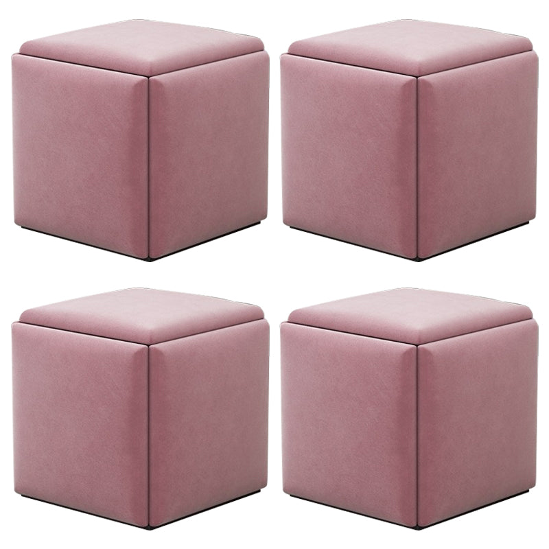 Modern Square Pouf Chair Plain Velvet with Storage Chair Ottoman