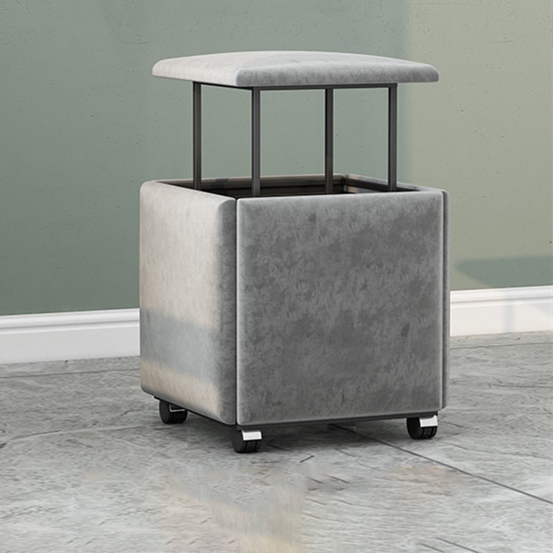 Modern Square Pouf Chair Plain Velvet with Storage Chair Ottoman