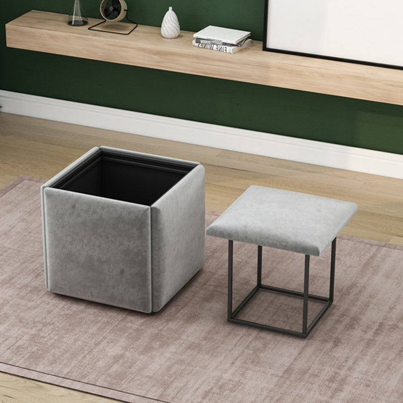Modern Square Pouf Chair Plain Velvet with Storage Chair Ottoman