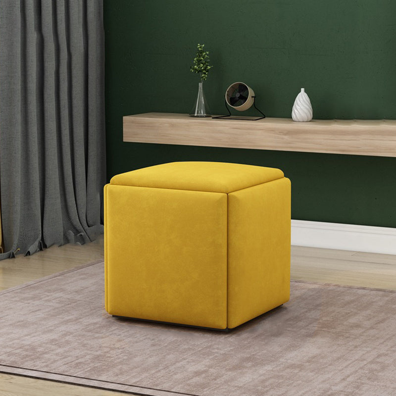 Modern Square Pouf Chair Plain Velvet with Storage Chair Ottoman