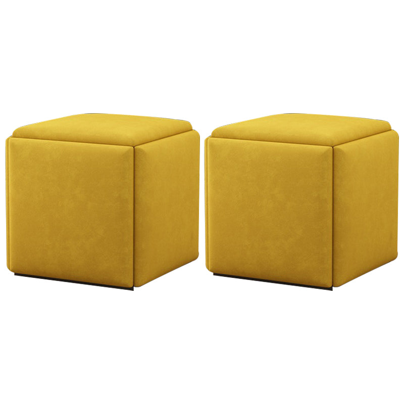 Modern Square Pouf Chair Plain Velvet with Storage Chair Ottoman