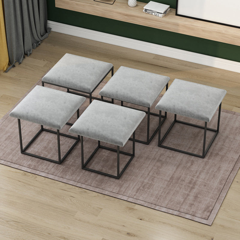 Modern Square Pouf Chair Plain Velvet with Storage Chair Ottoman