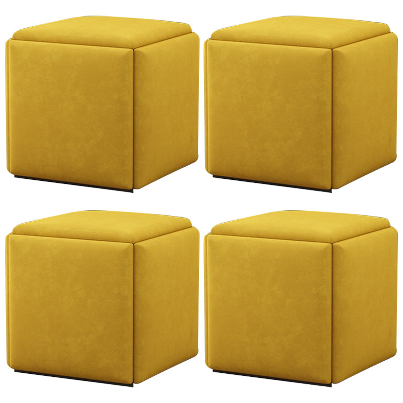 Modern Square Pouf Chair Plain Velvet with Storage Chair Ottoman