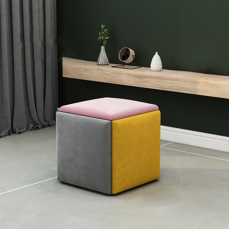 Modern Square Pouf Chair Plain Velvet with Storage Chair Ottoman