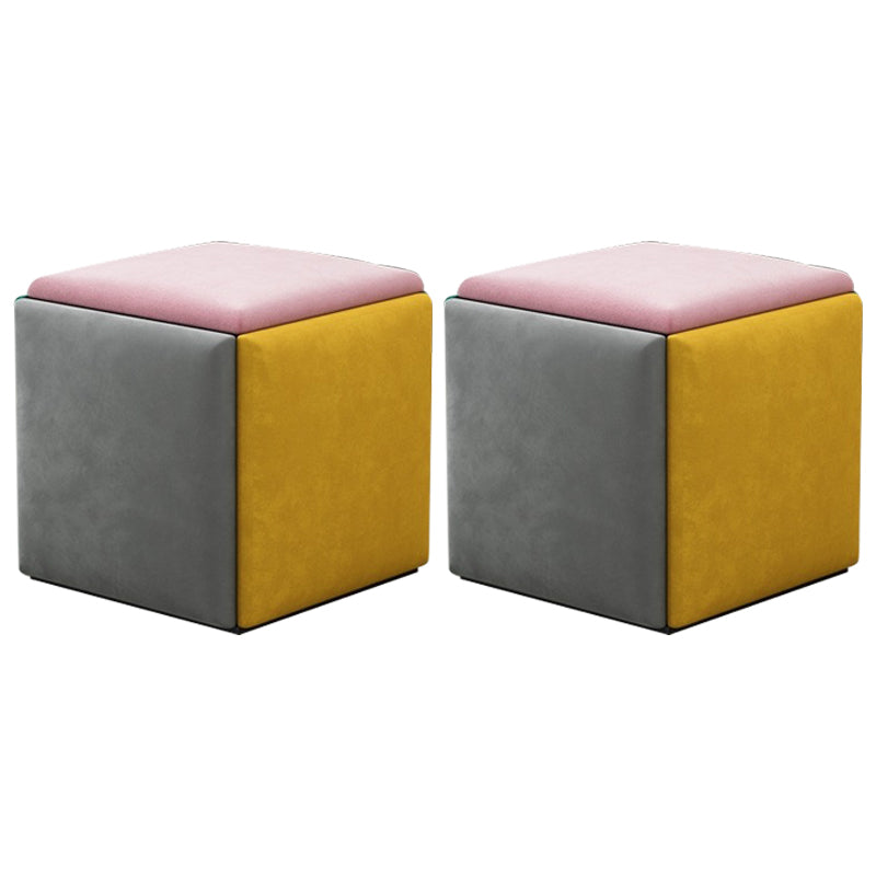 Modern Square Pouf Chair Plain Velvet with Storage Chair Ottoman