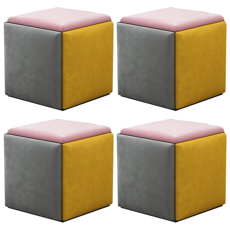 Modern Square Pouf Chair Plain Velvet with Storage Chair Ottoman
