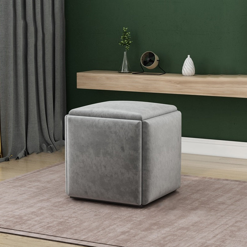 Modern Square Pouf Chair Plain Velvet with Storage Chair Ottoman