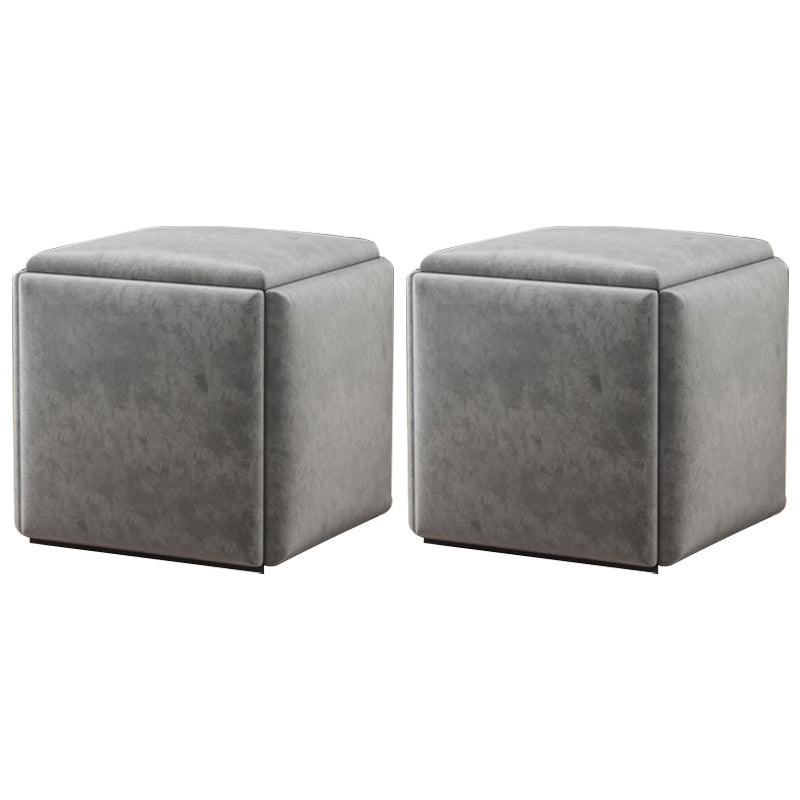 Modern Square Pouf Chair Plain Velvet with Storage Chair Ottoman