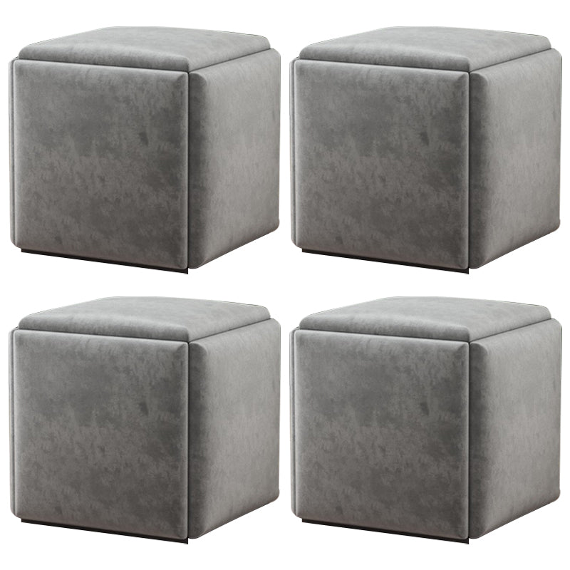 Modern Square Pouf Chair Plain Velvet with Storage Chair Ottoman