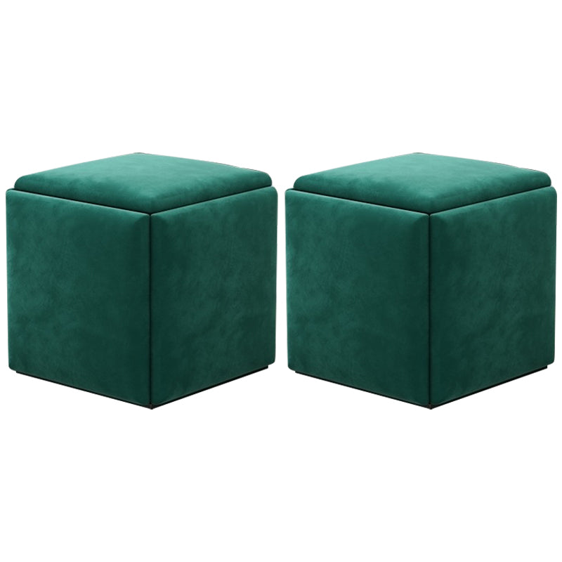 Modern Square Pouf Chair Plain Velvet with Storage Chair Ottoman