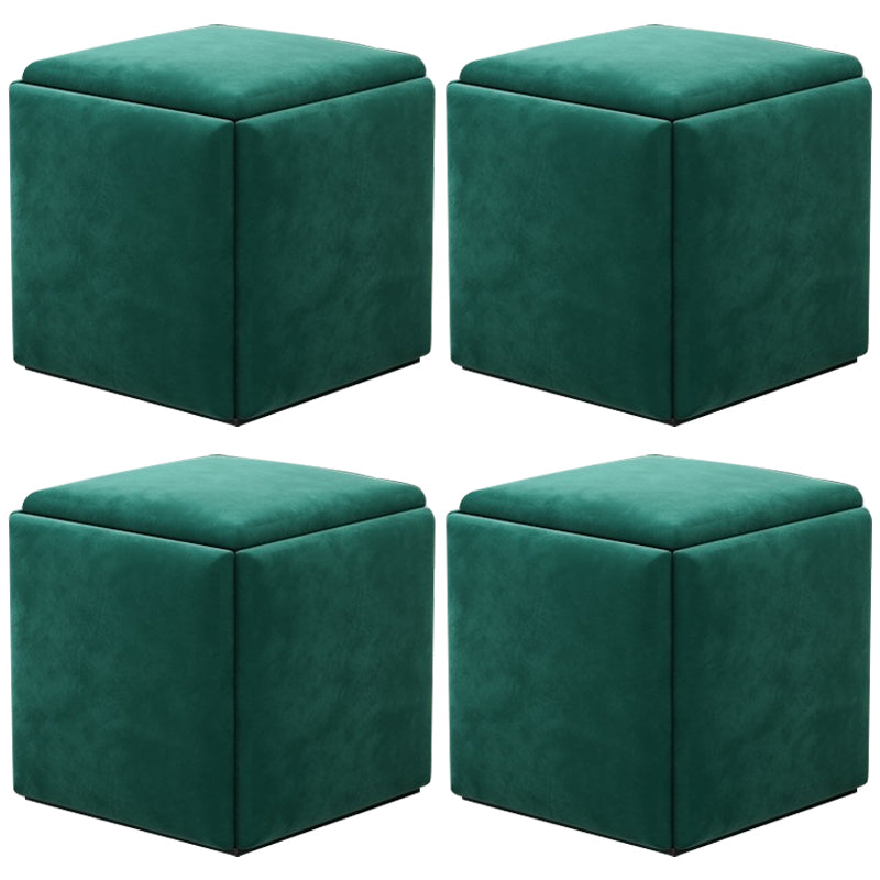 Modern Square Pouf Chair Plain Velvet with Storage Chair Ottoman